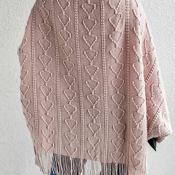 Womens Blush Pink Textured Fringed Faux Fur Trim Open Cardigan OSFM - Picture 2 of 5